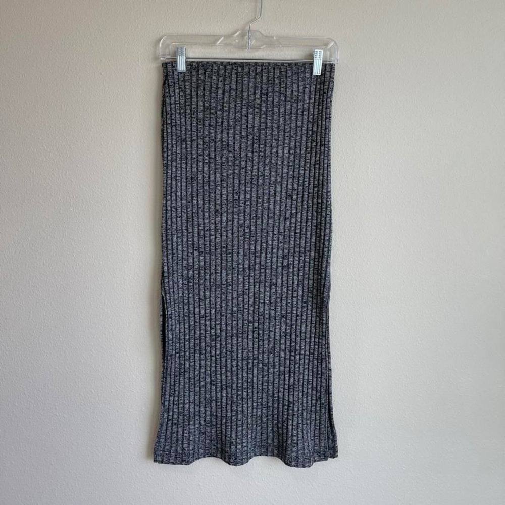 NWT Top shop Petite Ribbed Knit Midi Skirt Charcoal Grey Side Slit US 6 - Picture 2 of 7